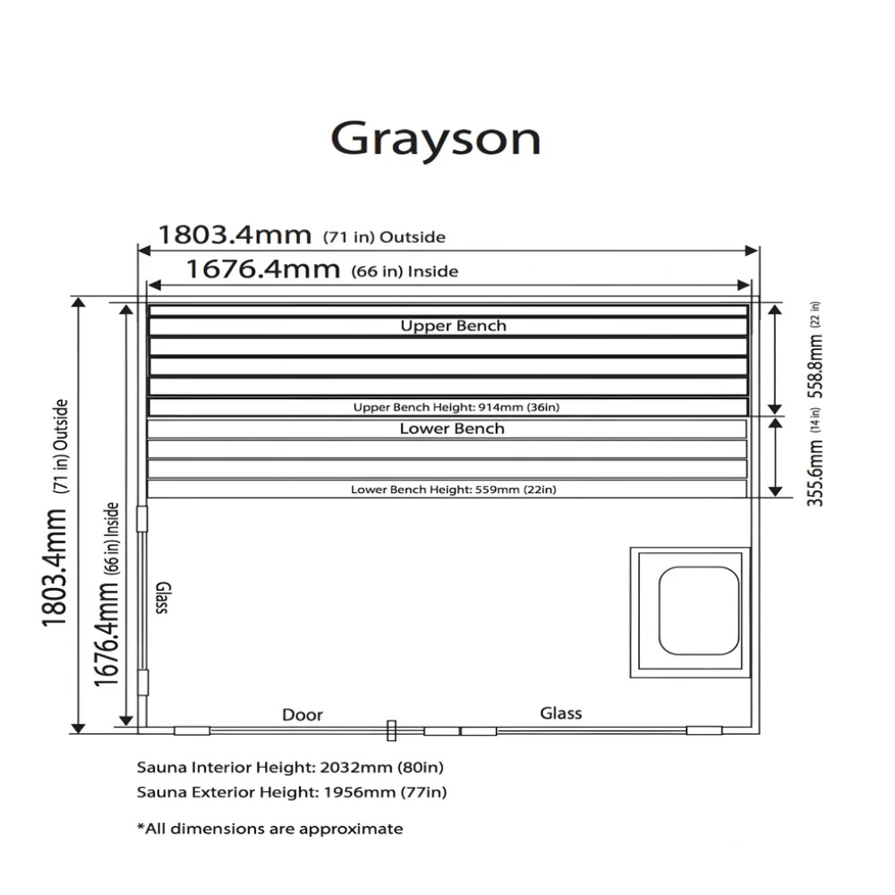 Grayson 4-Person Indoor Sauna in Rustic Cedar