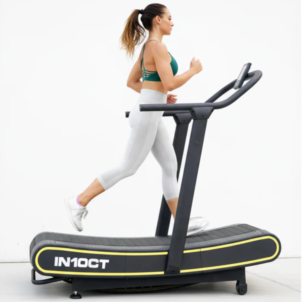 Manual Curved Exercise Treadmill, Black and Yellow