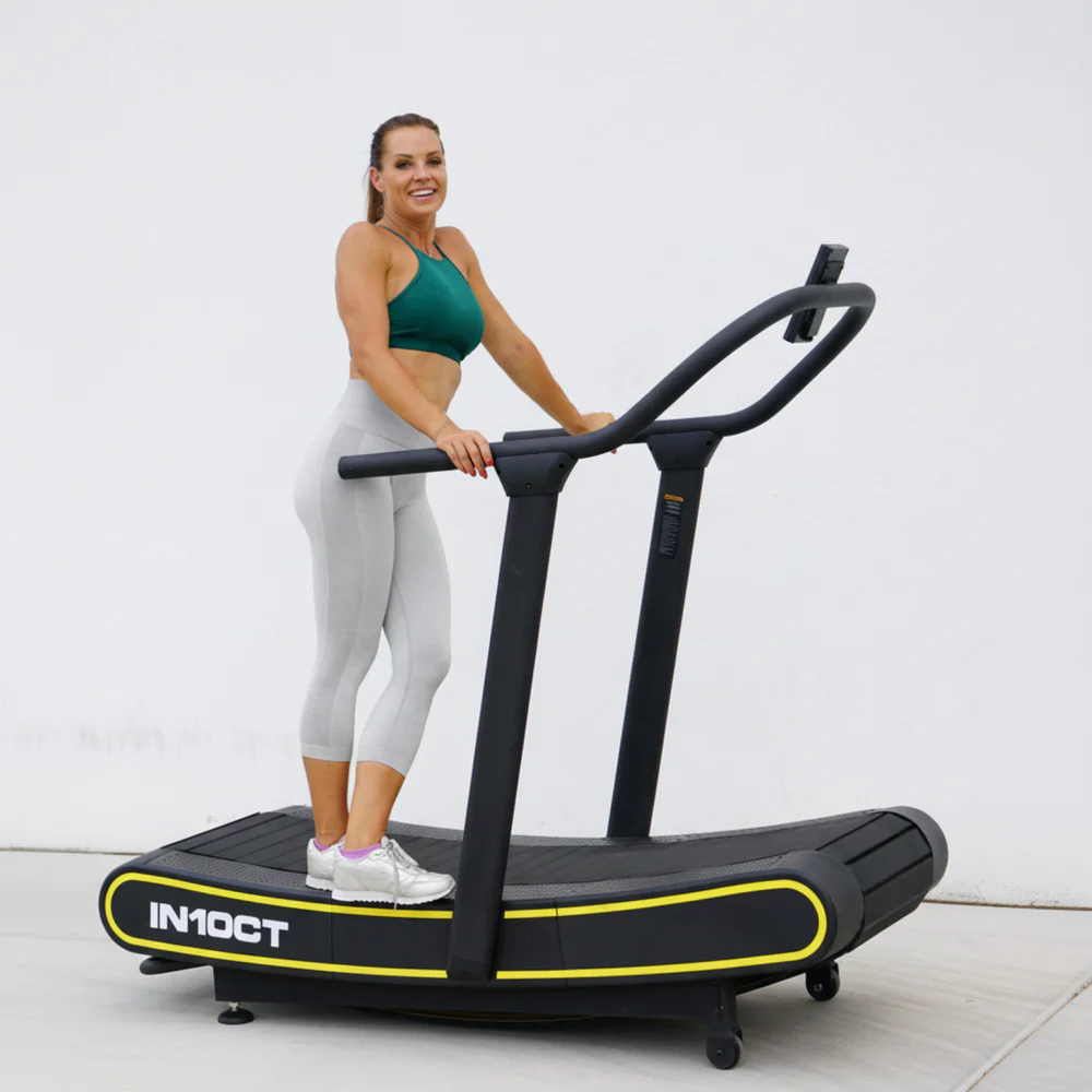 Manual Curved Exercise Treadmill, Black and Yellow